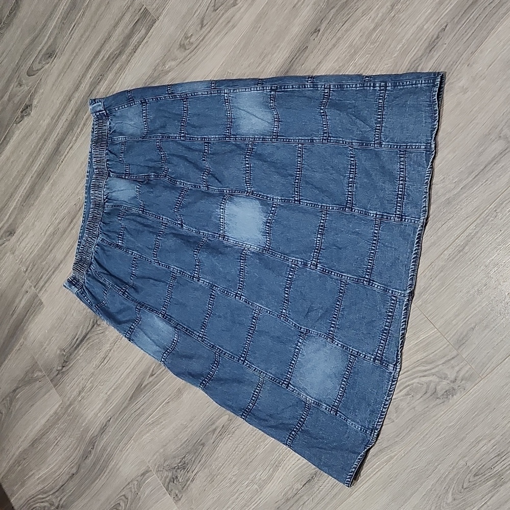 Studio West Patchwork Denim Maxi Skirt - image 5